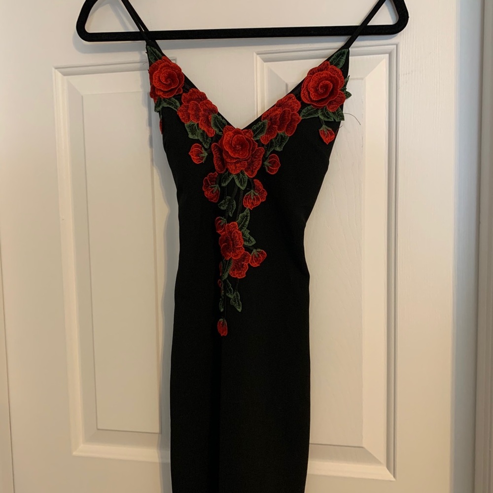 Tank top mini dress with roses